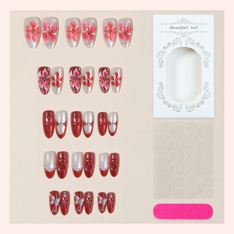 Florale Kunst Press-On Nagelset Brehn