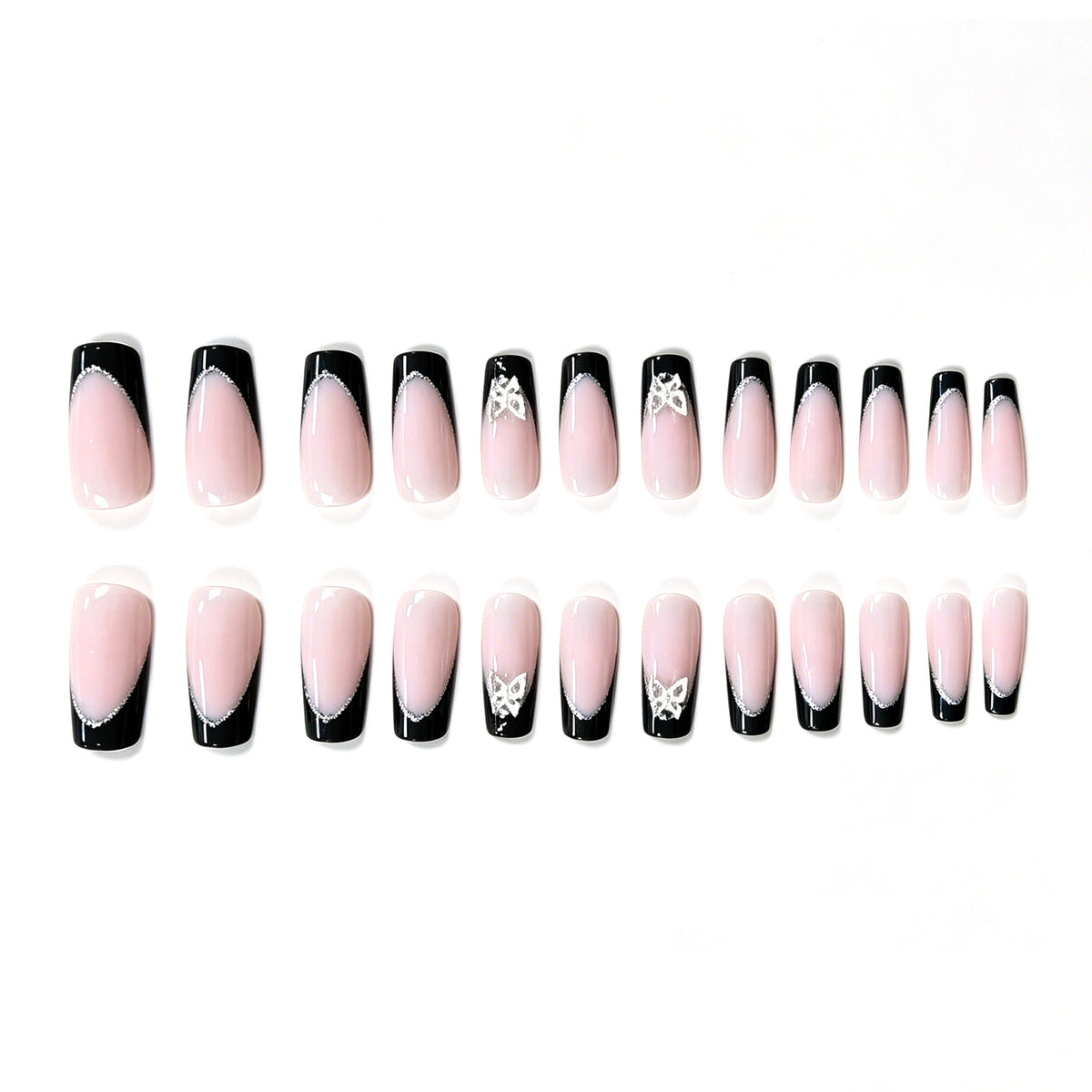 Stylisches Glitzer Französisch Tip Nagelset Brehn