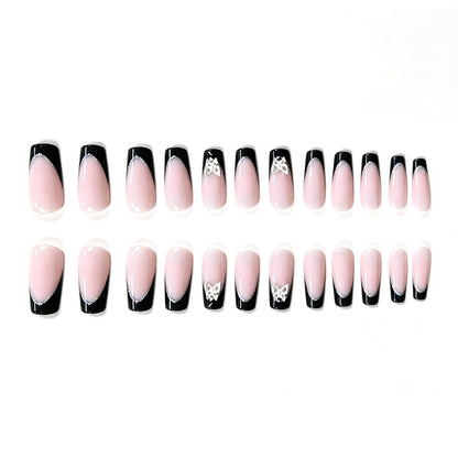 Stylisches Glitzer Französisch Tip Nagelset Brehn