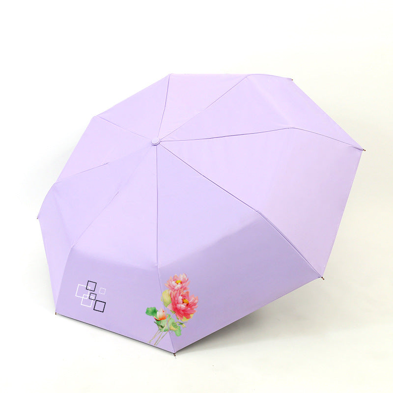 Damen Falt-Regenschirm mit elegantem Blumenmotiv Brehn