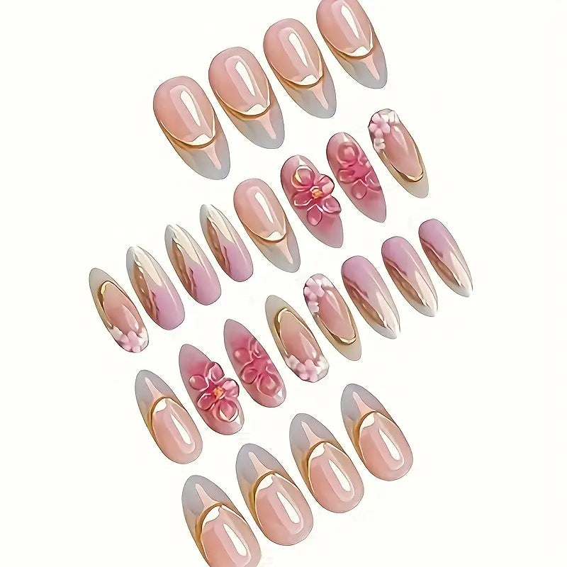 Floral Verziertes Press-On Nagelkunst Set Brehn