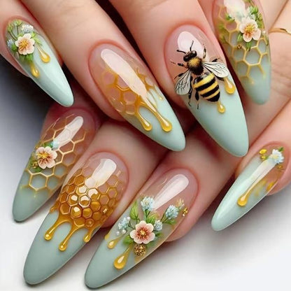 Honigwaben Floral Acryl Nagelkunst Brehn