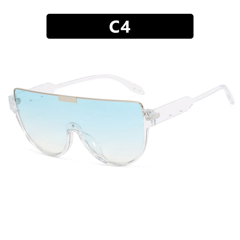 Damen futuristische Oversized-Sonnenbrille mit klarem Full-Rim-Rahmen Brehn