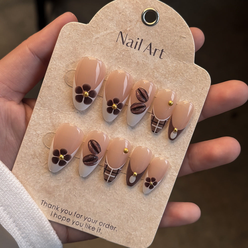 Elegantes florales Design Druck-On-Nagelkunst-Set Brehn