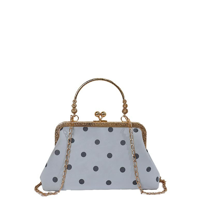 WoVintage Elegante Polka Dot Abend-Clutch Brehn