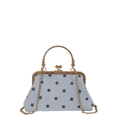 WoVintage Elegante Polka Dot Abend-Clutch Brehn