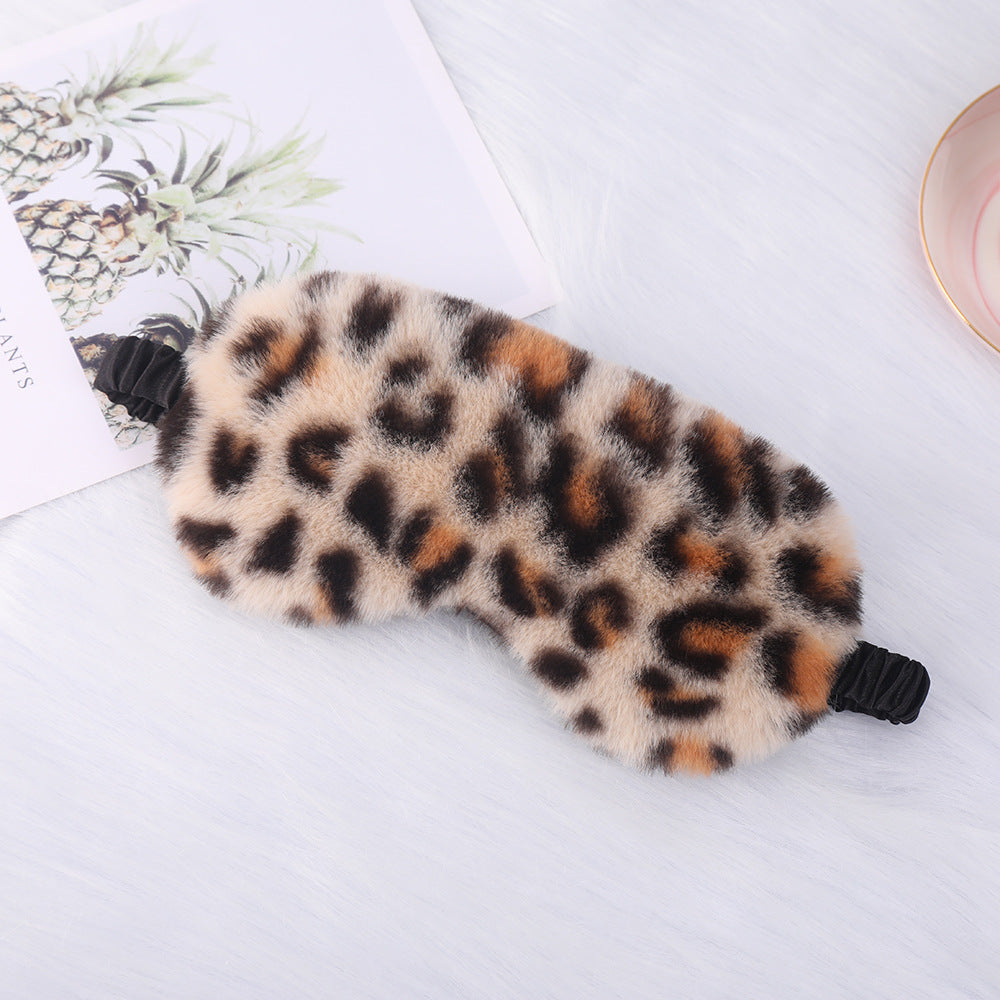 Damen nan luxuriöse Kunstfell Schlafmaske mit Leopardenmuster, extra weicher Polsterung und elastischem Komfortband Brehn
