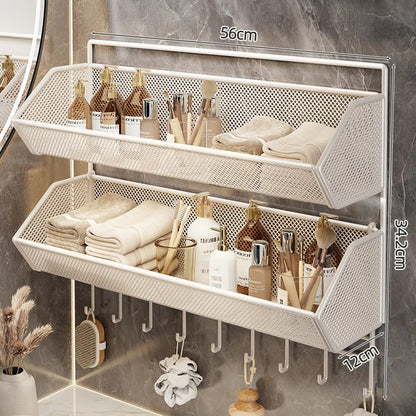 Wandmontierter Mesh-Badezimmer-Organizer-Regal