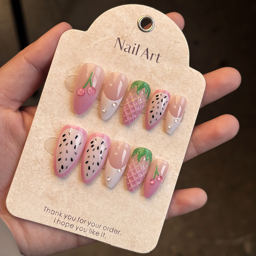 Künstlerisches fruchtinspiriertes Press-On Nagelset Brehn