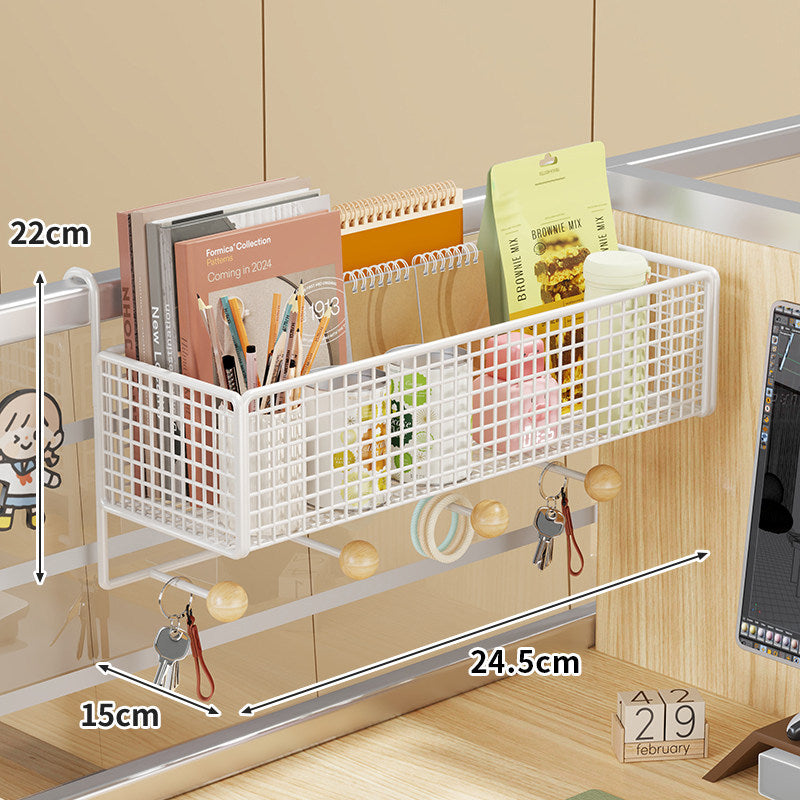 Schreibtisch-Rail-Montierter Netz-Organizer-Korb mit Haken