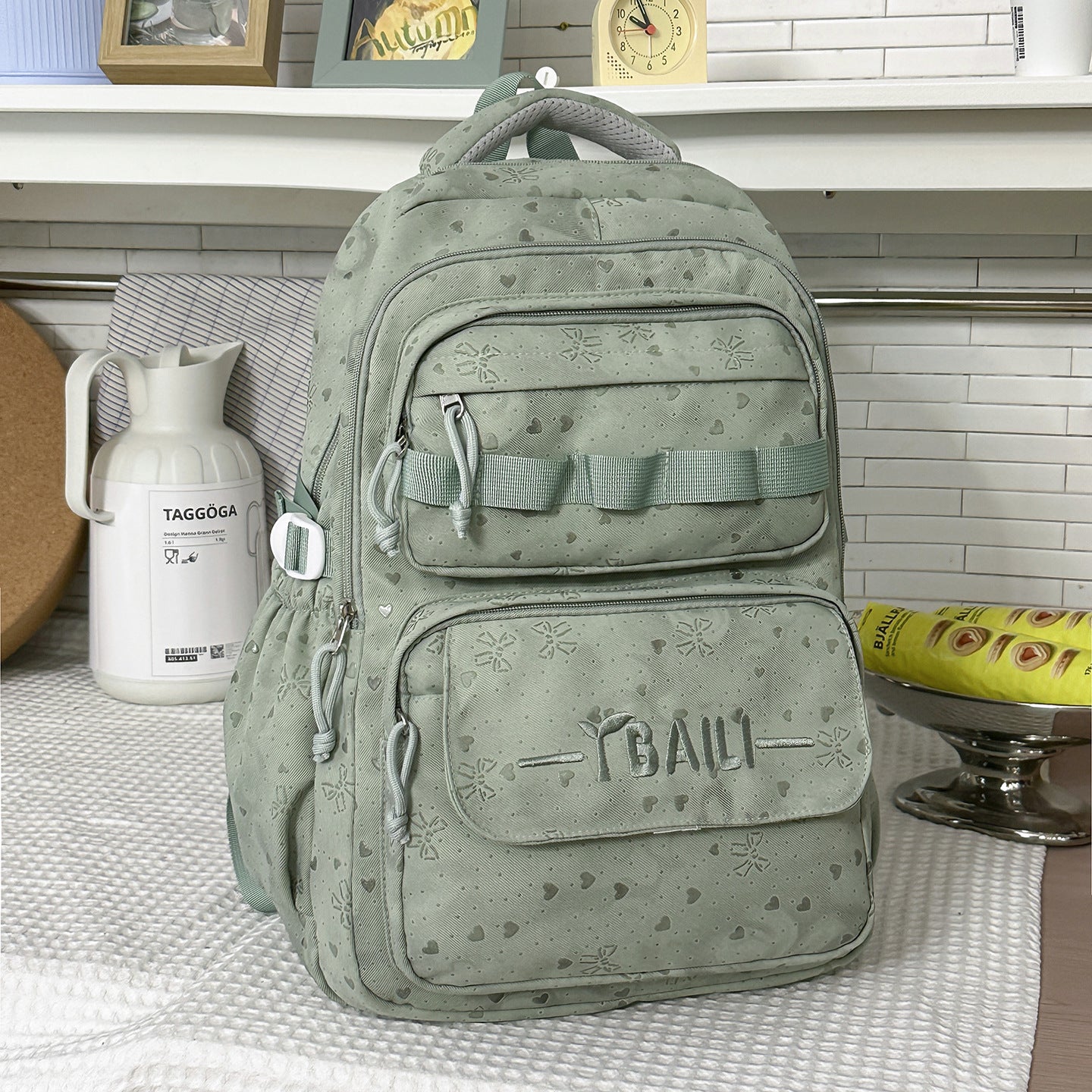 Multi-Fach Fach Texturierten Schul Rucksack
