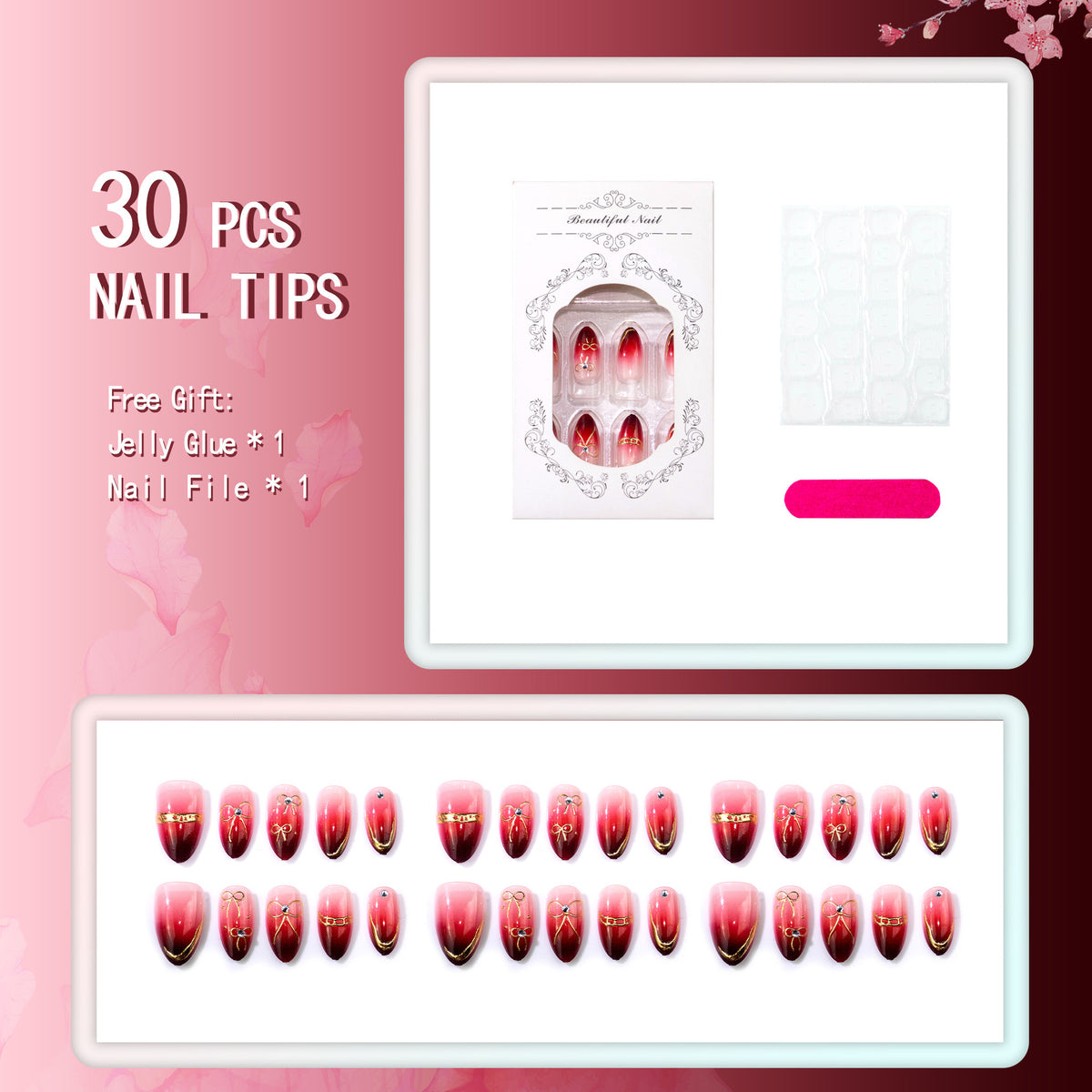 Künstlerische Gradient Stiletto Press-On Nagelset