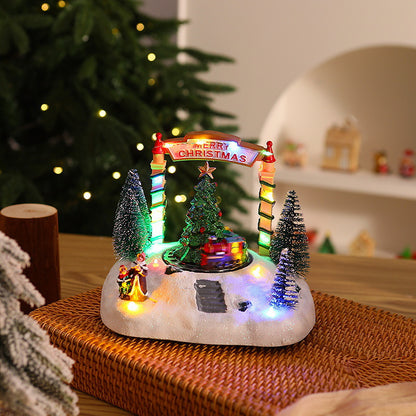 Beleuchtete Weihnachtsdorf-Dekoration mit beweglichen Figuren Brehn