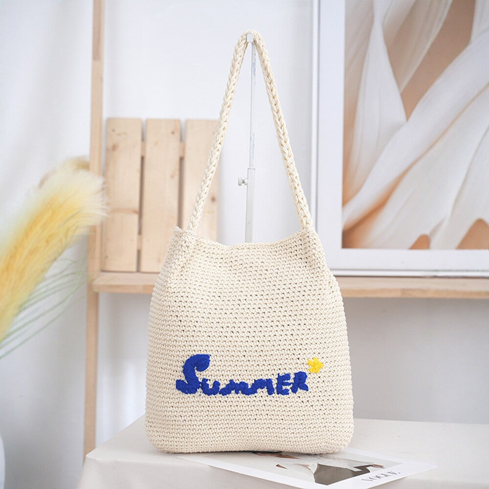 Handgefertigte Basttasche mit Sommermotiv Brehn