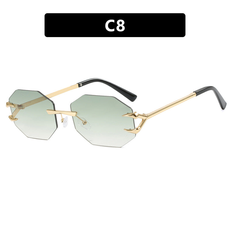 Damen geometrische Sonnenbrille mit modernem Metallrahmen Brehn