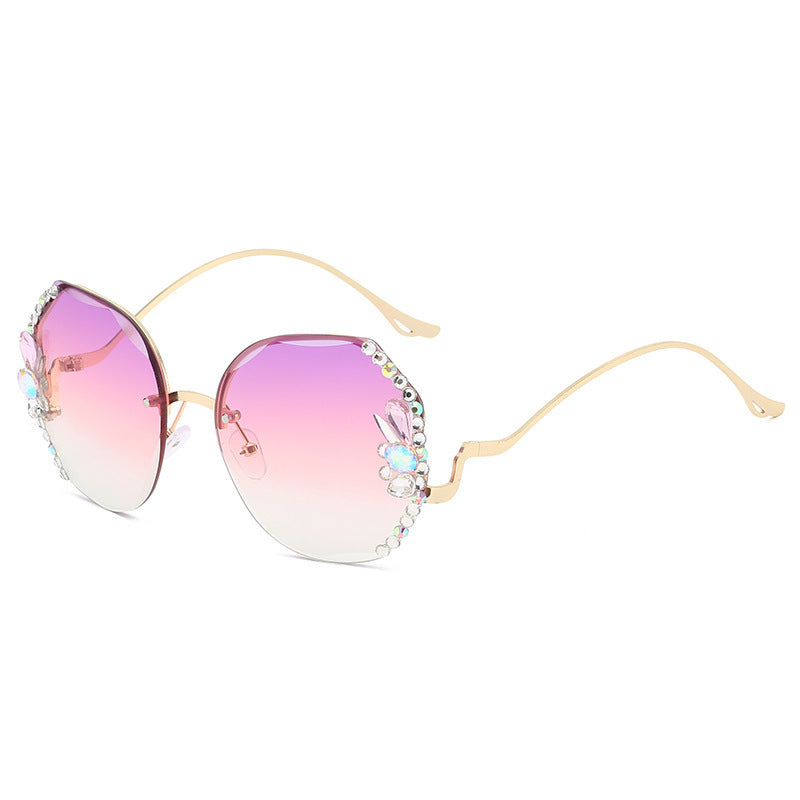 Damen Oversized Sonnenbrille mit dekorativen Steinen Brehn