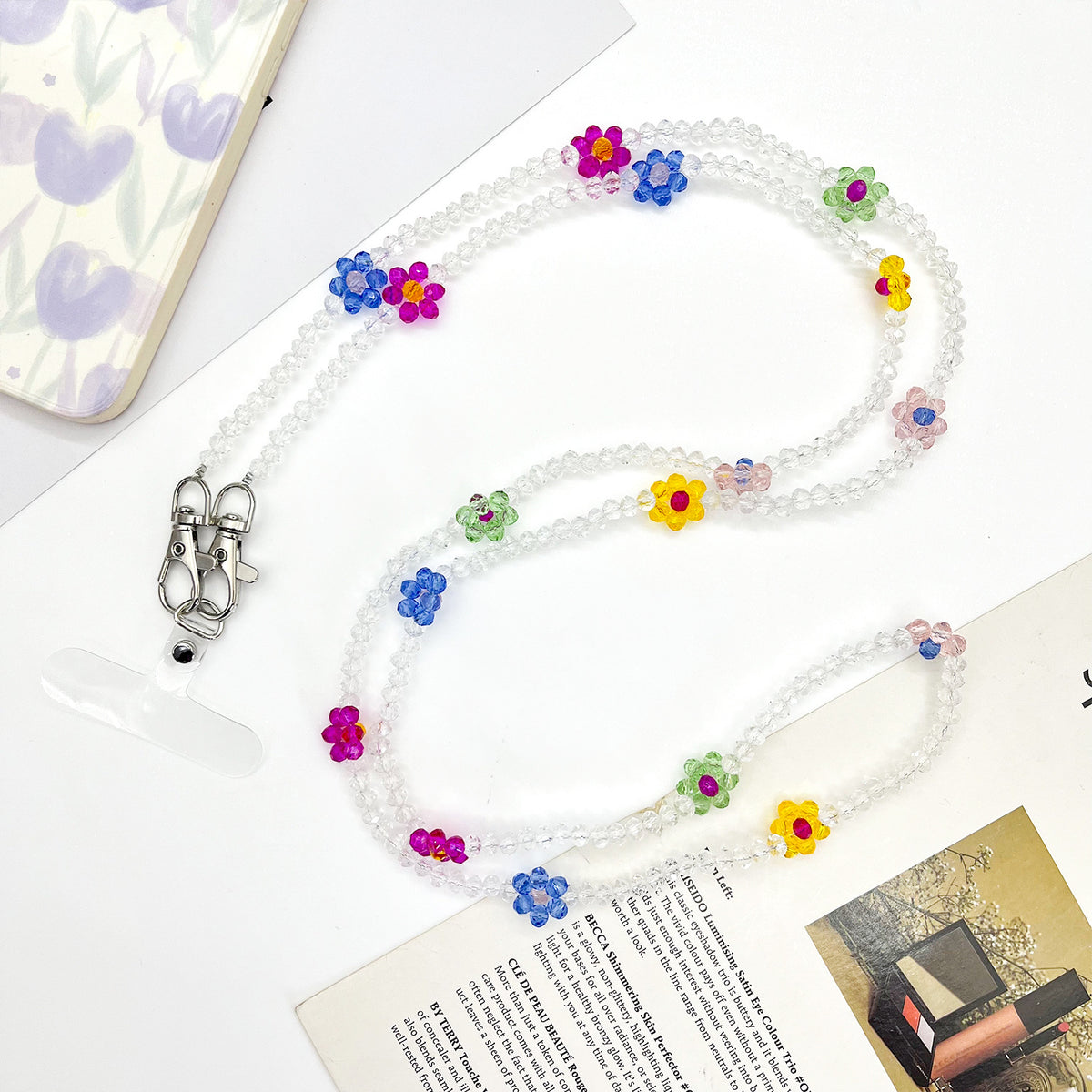 Perlen-Brillen-Kette mit stylischem Karomuster Brehn