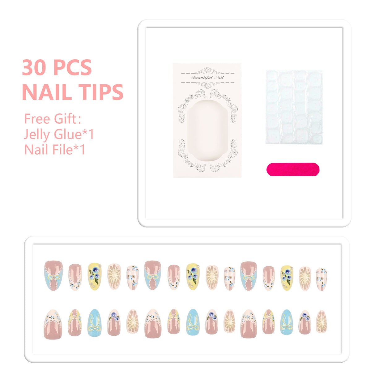 Dekorative Nagelspitzen Set mit Zubehör
