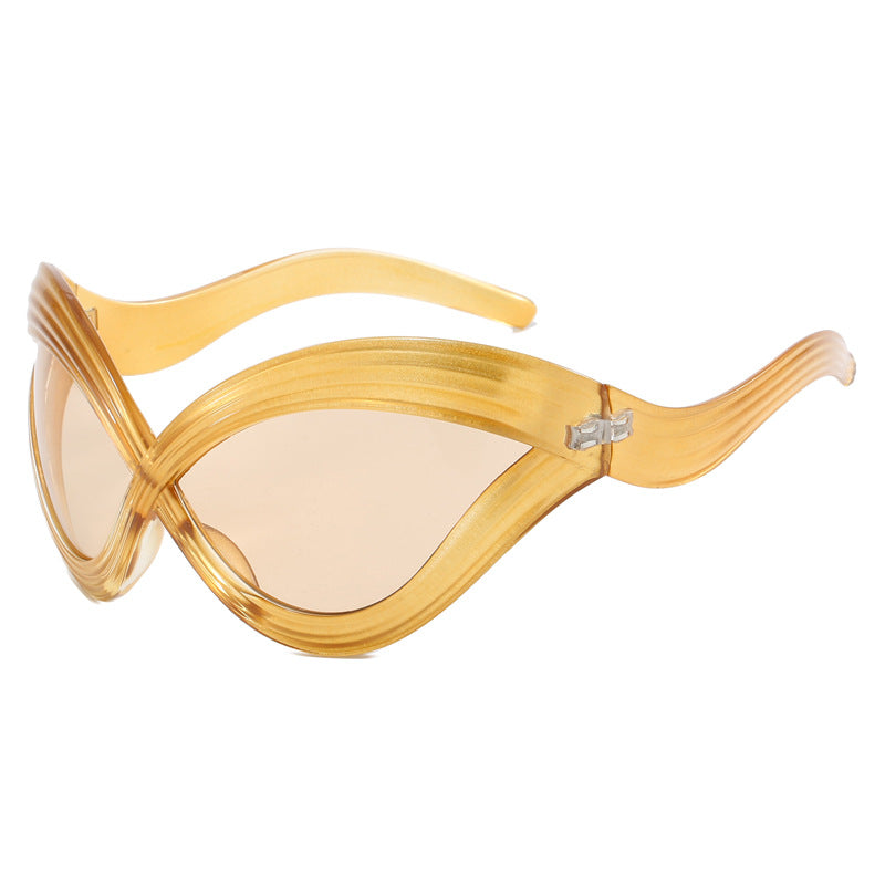 Damen trendige designer Sonnenbrille mit geschwungenem Rahmen Brehn