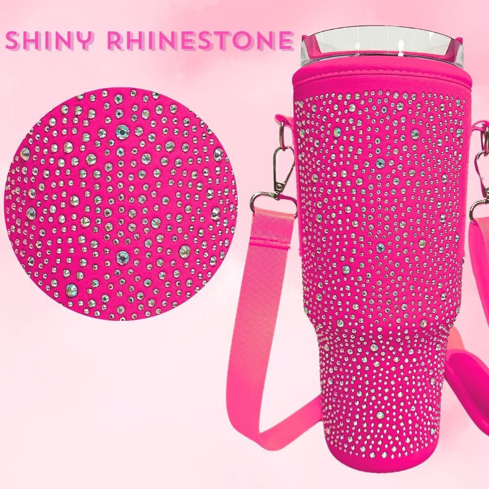 Damen trendige und glitzernde Trinkflasche mit Umhängetasche Brehn
