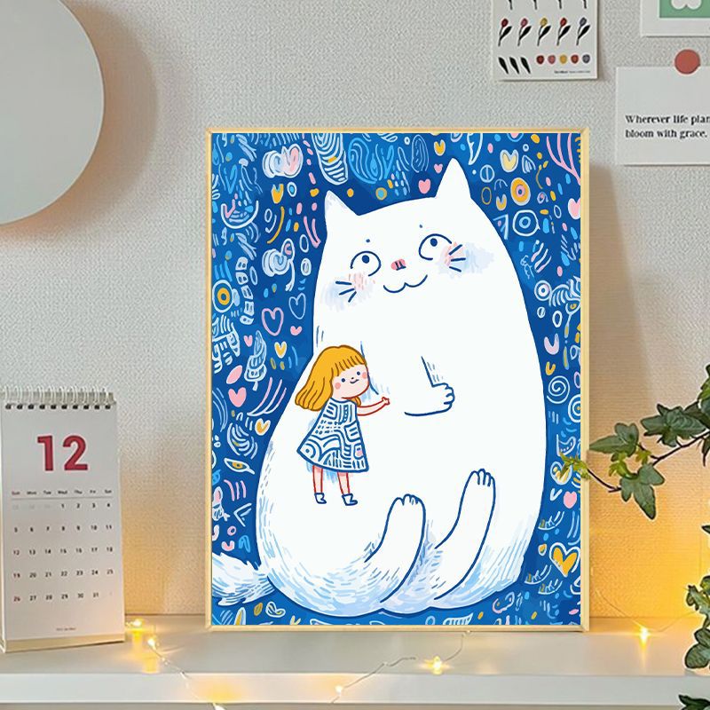 Verspielte Katzen- und Mädchenillustration Leinwandkunst Brehn