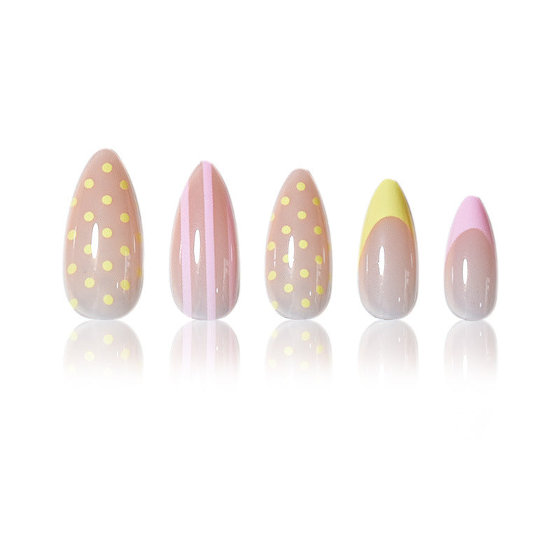 Künstlerisches Press-On-Nagelset mit Punkten und Ombre-Design Brehn