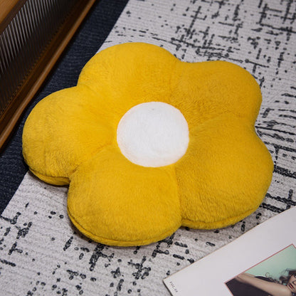 Gepolstertes Sitzkissen in Blumenform mit Kunstleder‑Mittelstück und flauschiger Randpolsterung
