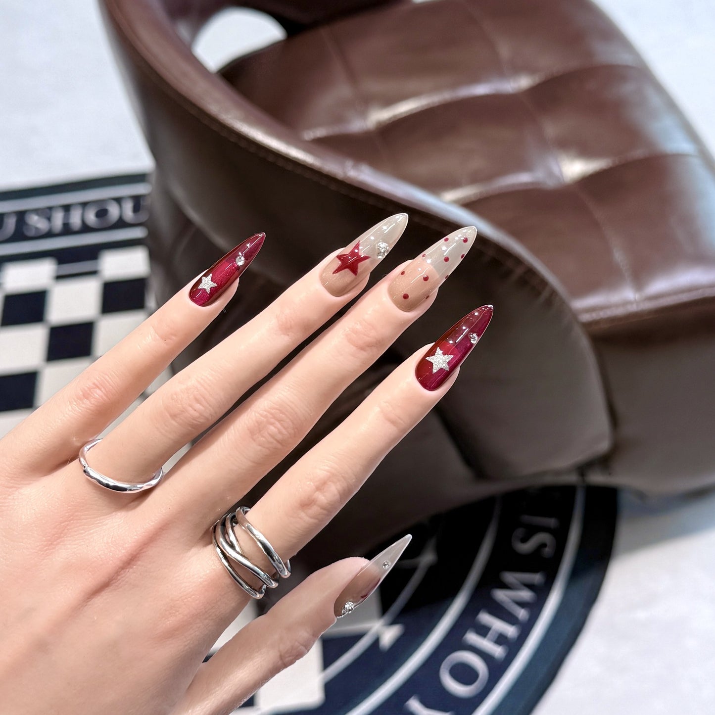 Star-Accent Druck-auf-Nagelset Brehn