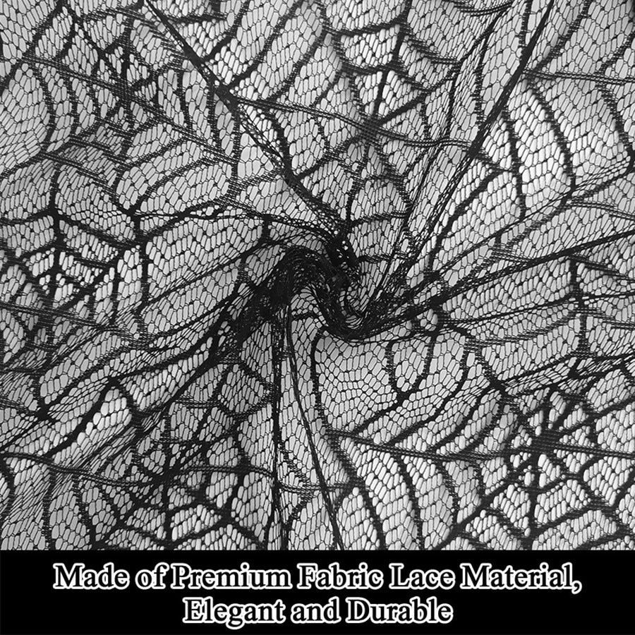 Transparente Spitzen-Tischauflage mit Spinnennetz-Motiv für Halloween-Dekor
