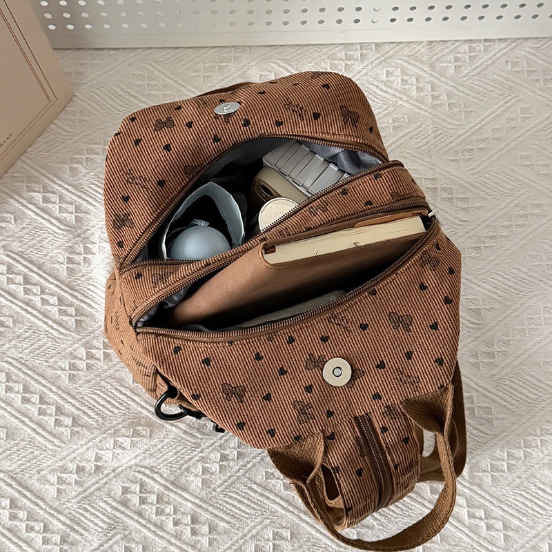 Cord-Rucksack mit Verspielten Motiven Brehn
