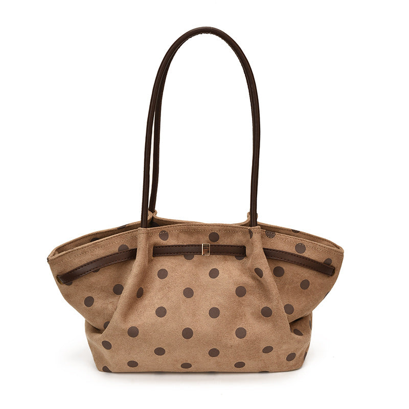Punktierte Wildleder Schultertasche