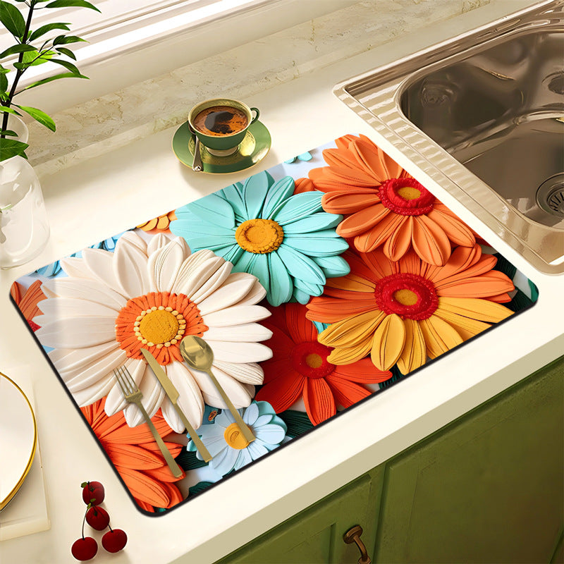 Blumenmuster Anti-Rutsch Küchenmatte