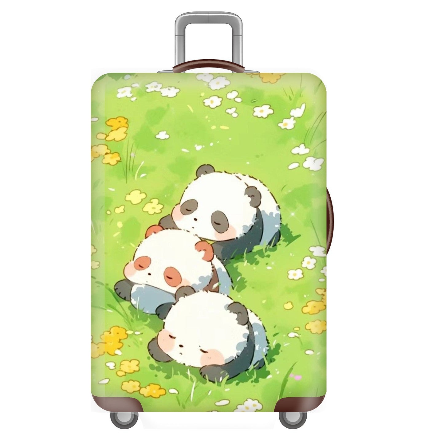 Unisex nan elastische Kofferhülle für Hartschalen-Trolley mit niedlichem Panda-Motiv, dehnbarer Schutzüberzug mit Griff‑ und Rollenöffnungen Brehn