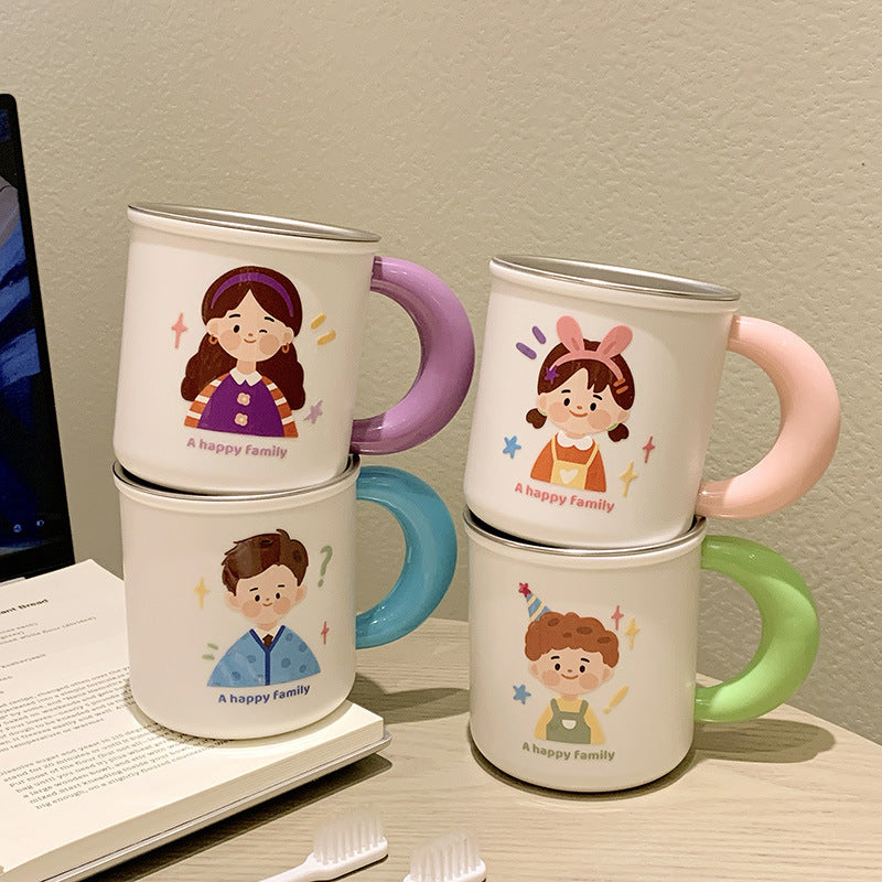 Edelstahlkeramiktasse mit Fröhlichem Familienmotiv Brehn