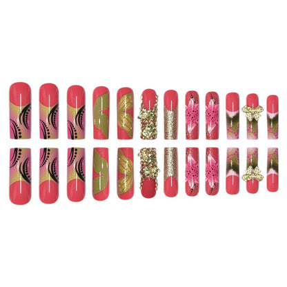 3D Floral Edelstein Press-On Nagelkunst Brehn