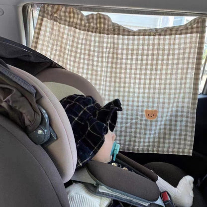 Autofenster-Verdunkelungsvorhang mit Saugnäpfen und Karo-Baumwollpaneel