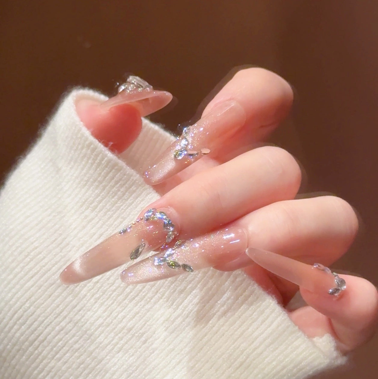 Luxus Strass-besetzte Stiletto Press-On Nägel Brehn