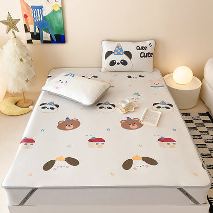 Kinder-Matratzenschoner-Topper mit rutschfester Unterseite und niedlichem Bären-Print
