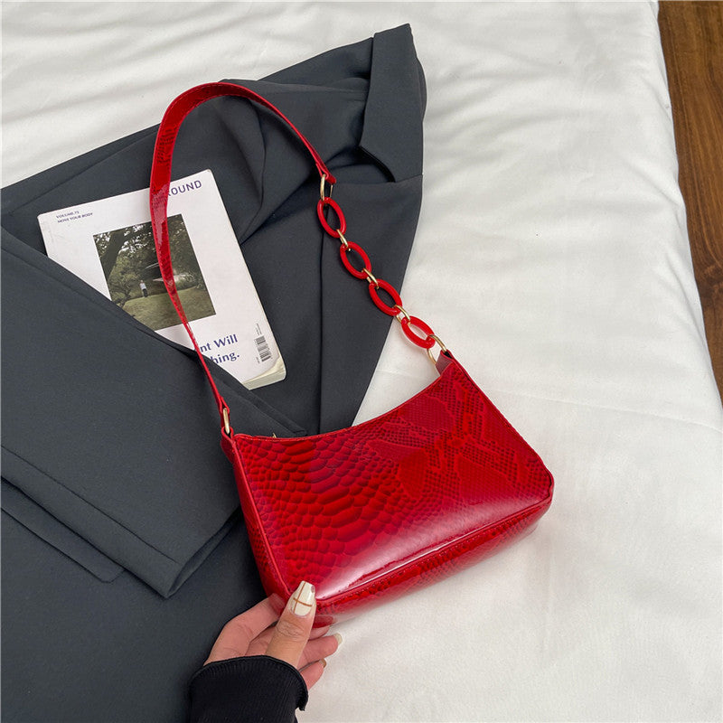 Stylische Texturierte Schlangenleder Effekt Handtasche Brehn