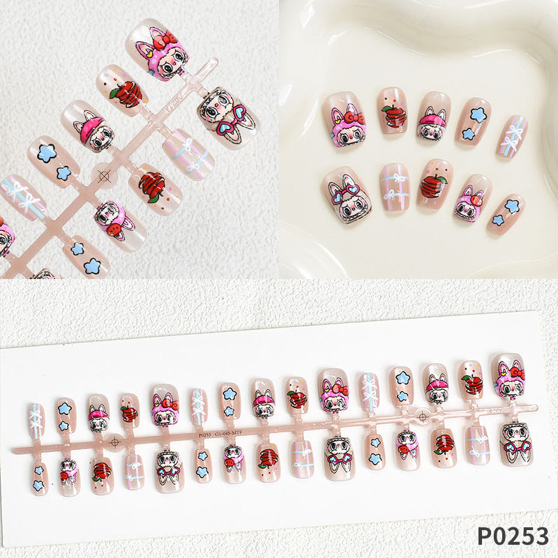 Verspielte Themen Press-On Nagelkunst Brehn