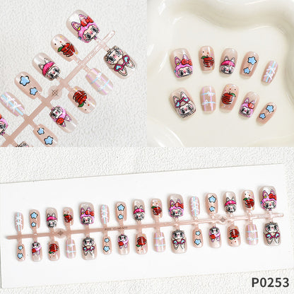 Verspielte Themen Press-On Nagelkunst Brehn