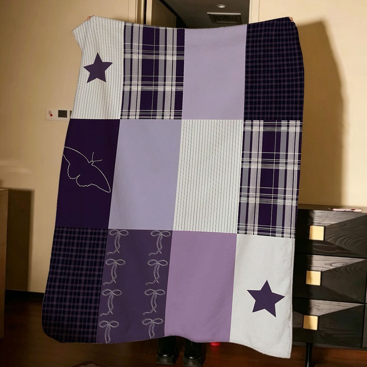 Patchwork-Fleece-Wurfdecke