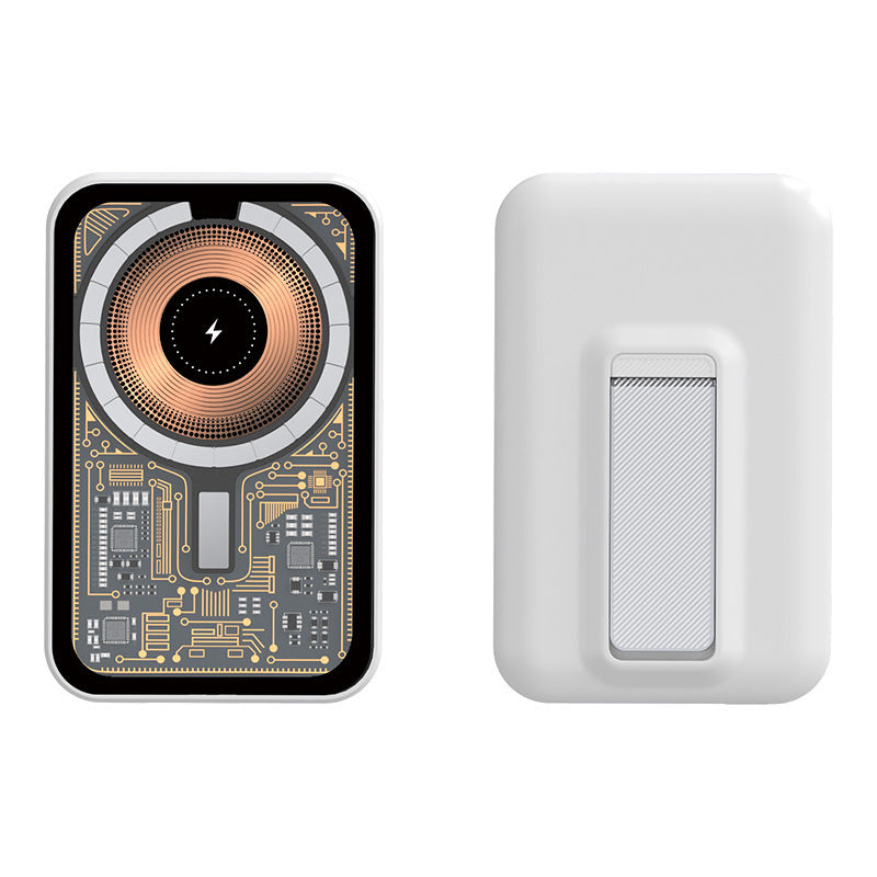 Tragbare Powerbank mit innovativer kabelloser Ladefunktion und integriertem Standfuß Brehn