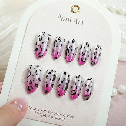 Künstlerisches Leopard-Print-Gradient Press-On-Nagelset Brehn