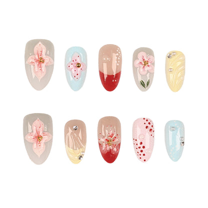 Künstlerisches Floral Press-On Nagelset