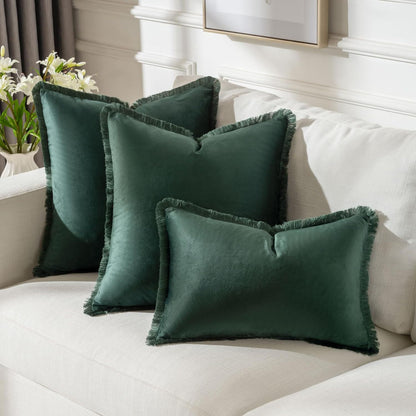 Fringed-Kante Quadrat und Lendenkissen Set