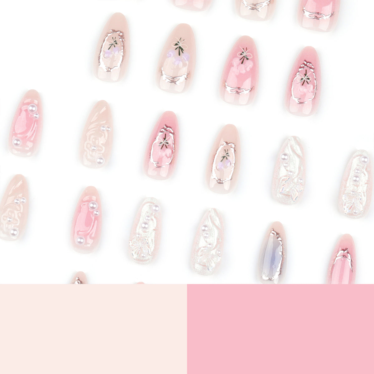 Kunstvolle Nagelverlängerungen mit eleganter Blütenverzierung Brehn