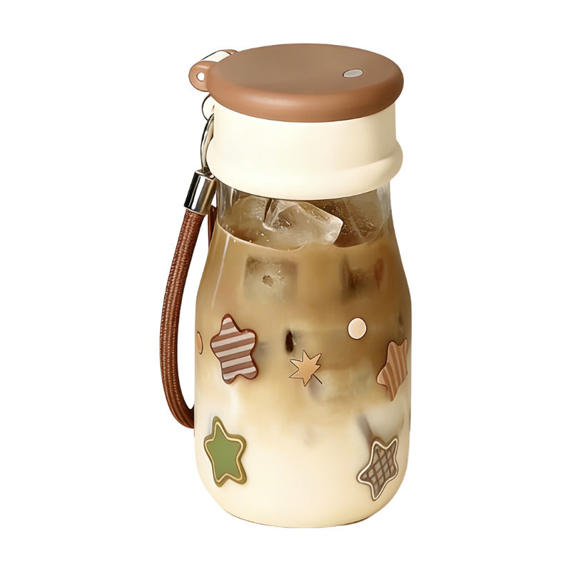 Damen Trinkflasche mit verspieltem Aufdruck und praktischem Tragegriff Brehn