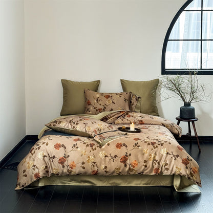 Designer-Bettwäscheset im Toile-Stil mit Volant und seidig-mattem Baumwollsatin
