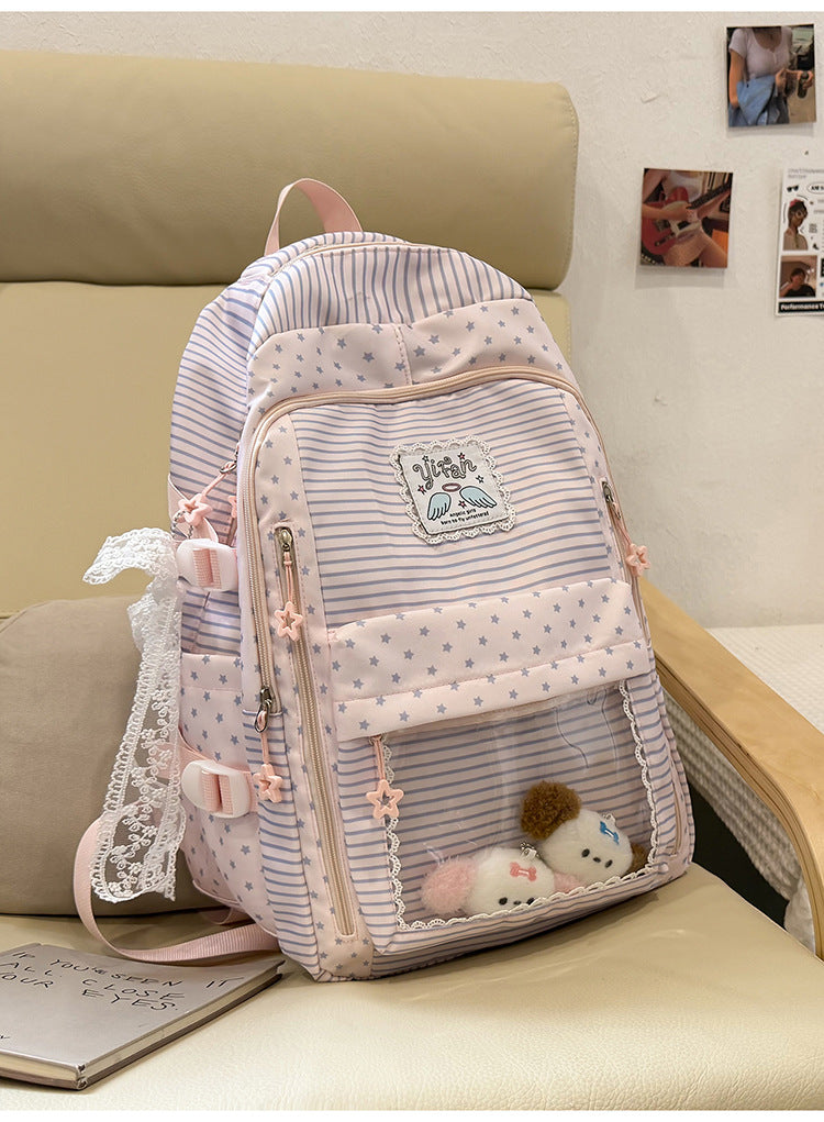 Mehrfach-Taschen Star-Muster Schulrucksack